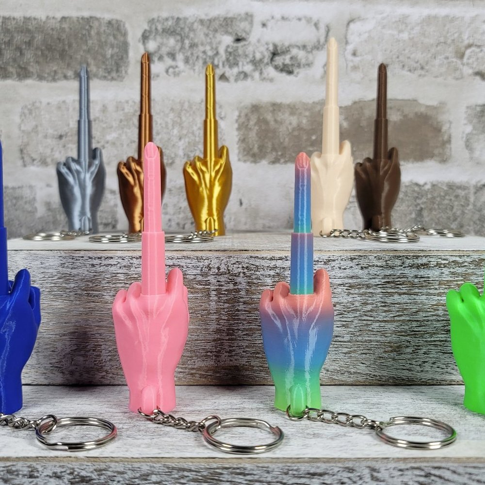 Collapsing Middle Finger Keychain | Fun Fidget Toy | Gag Gift | 3D Printed - Picture 5 of 7